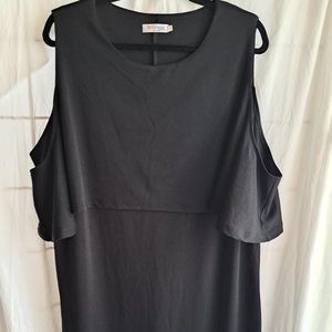 Measor, 3XL, Black, Cap Like covering with a Cold Shoulder, Dress, Casual, Party